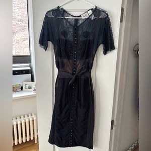 Beguile by Byron Lars Navy Lace Midi Dress